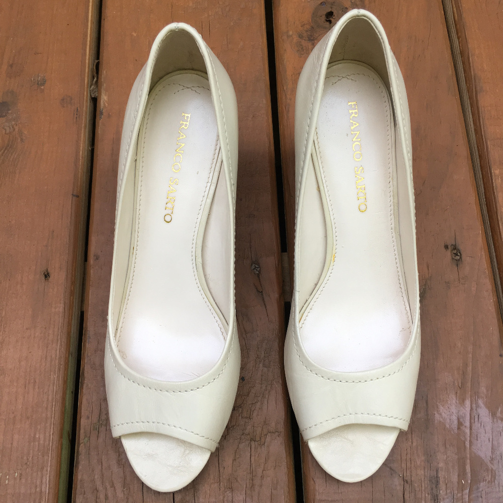 Franco Sarto Felidia Pumps Peep Toe Ivory Bone 10M - Picture 2 of 6